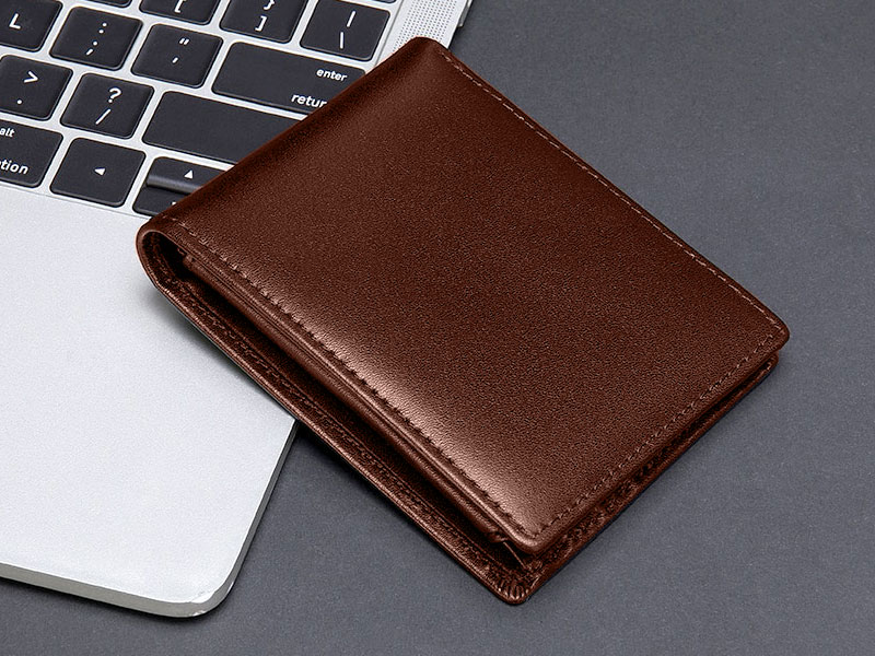 100% Genuine Cow Leather Dollar Size Men's Wallet - Brown