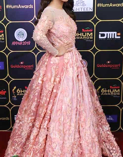 Handwork & Heavy Embroidered Pink Net Maxi Dress Price in Pakistan