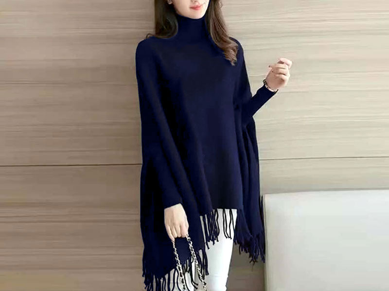 Navy Blue Poncho Style Fleece Top for Girls Price in Pakistan