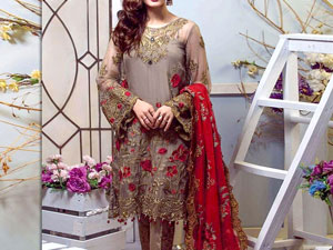 Adorable Embroidered Chiffon Party Dress with Chiffon Dupatta Price in Pakistan