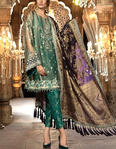 Handwork Embroidered Net Wedding Dress 2024 with Luxury Net Embroidered Shawl Price in Pakistan