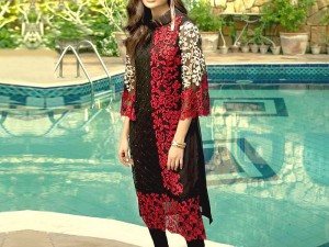 Unstitched Heavy Embroidered Chiffon Kurti with Inner Price in Pakistan