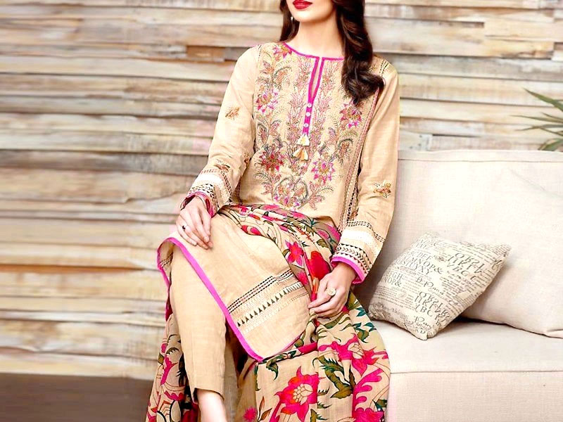 Heavy Front Panel Embroidered Khaddar Dress with Wool Shawl Dupatta Price in Pakistan