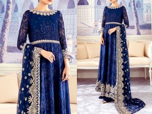 Luxury Heavy Embroidered Chiffon Maxi Dress Price in Pakistan
