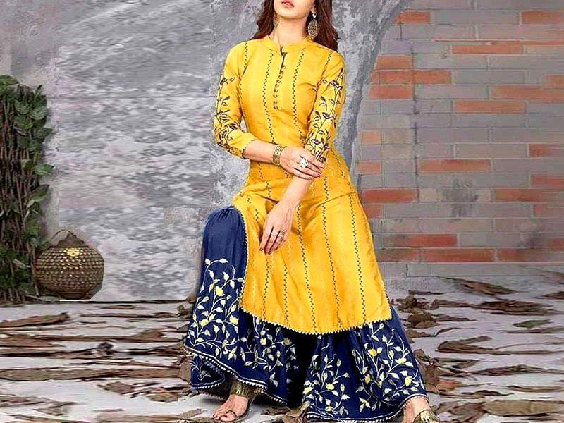 Heavy  Embroidered 2-Piece Lawn Dress with Embroidered Trouser Price in Pakistan