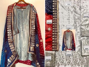 Unstitched Embroidered Organza Dress with Silk Dupatta Price in Pakistan