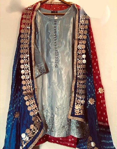 Unstitched Embroidered Organza Dress with Silk Dupatta Price in Pakistan