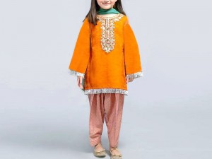 Kids 2-Pcs Embroidered Linen Dress Price in Pakistan