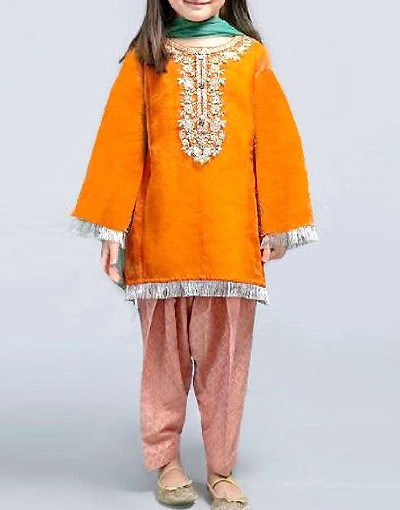 Kids 2-Piece Embroidered Linen Dress Price in Pakistan