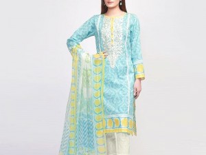 Elegant Embroidered Lawn Dress  with Chiffon Dupatta Price in Pakistan