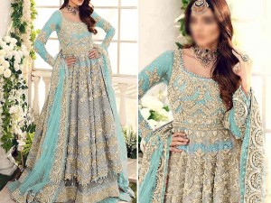Handwork Heavy Embroidered Net Bridal Maxi Dress Price in Pakistan