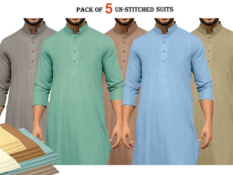 Pack of 5 Unstitched Wash n Wear Men's Shalwar Kameez Wholesale