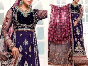 Heavy Embroidered Net Wedding Dress with Embroidered Organza Dupatta Price in Pakistan