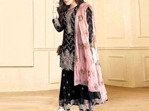 Heavy Embroidered Black Chiffon Lehenga Dress Price in Pakistan
