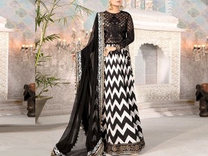 Heavy Embroidered Black Chiffon Maxi Dress for Wedding Price in Pakistan
