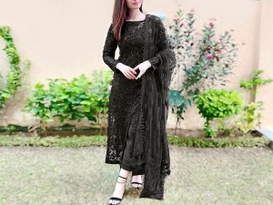 Heavy Embroidered Black Net Formal Wedding Dress Price in Pakistan