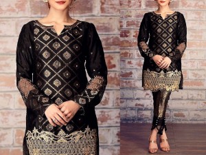 Handwork 2-Pcs Embroidered Linen Dress 2021 with Embroidered Trouser