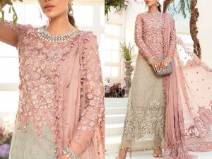 3D & Handwork Heavy Embroidered Ombre Style Chiffon Wedding Dress 2021 Price in Pakistan
