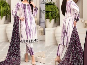 Trendy Tie & Dye Linen Dress 2021 with Linen Dupatta Price in Pakistan