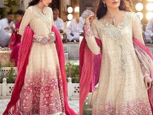 Handwork Heavy Embroidered Khaddi Cotton Net Maxi Dress Price in Pakistan