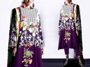 Embroidered Khaddar Dress with Wool Shawl