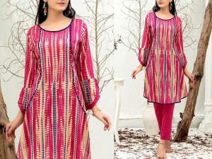 Digital Print Tie & Dye Linen Dress 2021 with Linen Dupatta