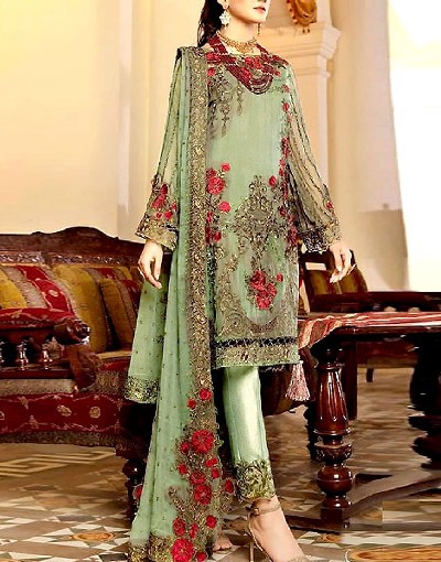 3D & Handwork Embroidered Chiffon Party Wear Dress 2022 Price in Pakistan