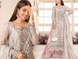3D & Handwork Heavy Embroidered Net Wedding Dress 2021