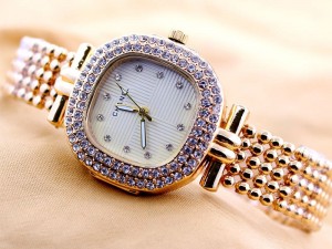 Elegant Stone Studded Women's Bracelet Watch - White Dial Price in Pakistan