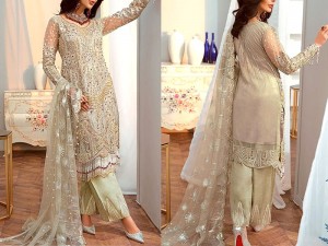 Handwork Heavy Embroidered Organza Wedding Dress Price in Pakistan