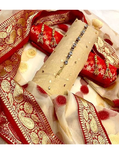 Banarsi Style Masoori Dress with Organza Jacquard Dupatta