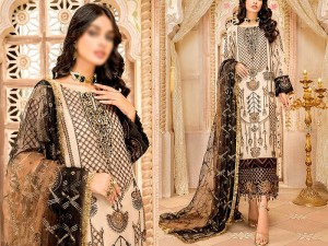 Heavy Embroidered Chiffon Party Wear Dress with Embroidered Net Dupatta Price in Pakistan