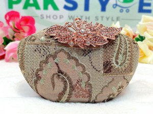 Banarasi Silk Embroidered Bridal Evening Clutch Bag Price in Pakistan