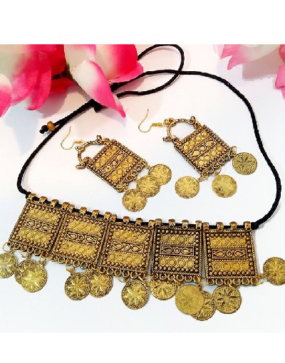 Antique Afghani Coin Choker Necklace with Earrings Price in Pakistan