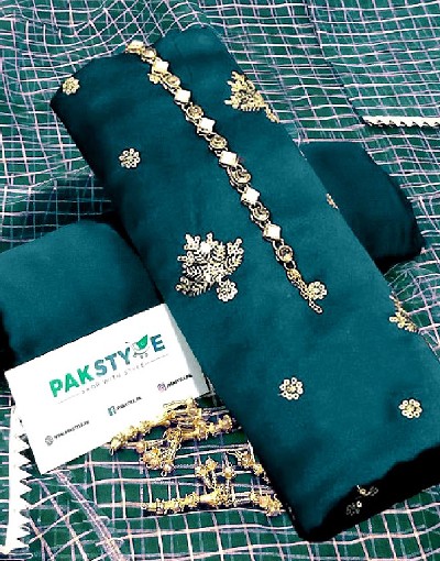 Fancy Embroidered Shamoz Silk Party Wear Dress with Shamoz Silk Trouser Price in Pakistan