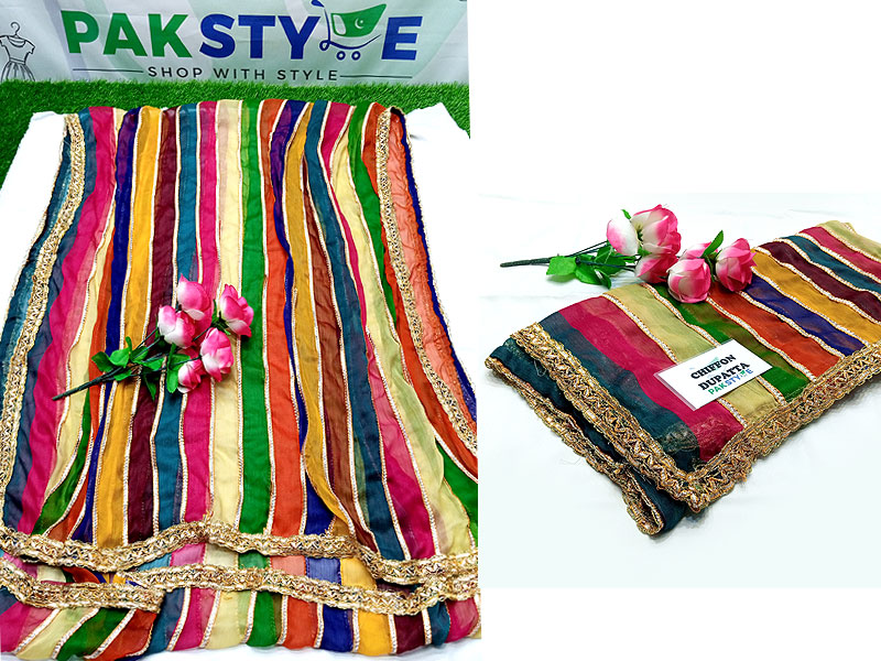 Ready to Wear Multicolor Chiffon Dupatta for Mayun & Mehndi Function Price in Pakistan