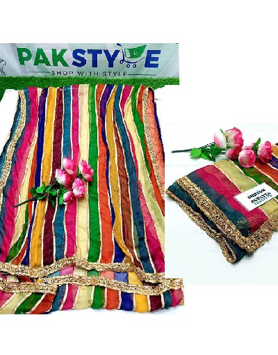 Ready to Wear Multicolor Chiffon Dupatta for Mayun & Mehndi Function Price in Pakistan