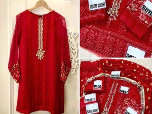 Handwork Embroidered Organza Wedding Dress with Chiffon Dupatta Price in Pakistan