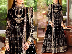 Luxury Handwork Heavy Embroidered Net Bridal Maxi Dress Price in Pakistan