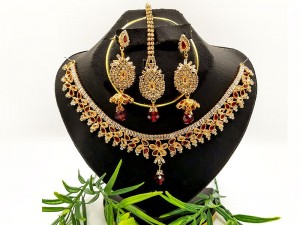 Dazzling Cubic Zirconia Wedding Jewelry Set with Earrings & Tikka Price in Pakistan