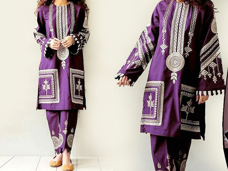 Traditional Style 2-Piece Sequins Embroidered Lawn Dress 2024 Price in Pakistan