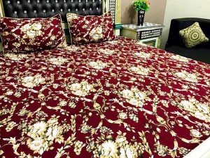 King Size Crystal Cotton Bed Sheet with 2 Pillow Covers