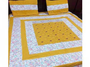 King Size Patch Work Cotton Satin Bedsheet with 2 Pillow Covers Price in Pakistan