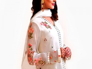 Mirror & Handwork Embroidered Organza Party Wear Dress Price in Pakistan