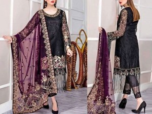 Heavy Embroidered Black Chiffon Party Wear Dress 2022 Price in Pakistan