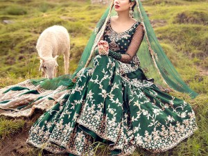 Handwork Heavy Embroidered Silk Bridal Lehenga Dress Price in Pakistan