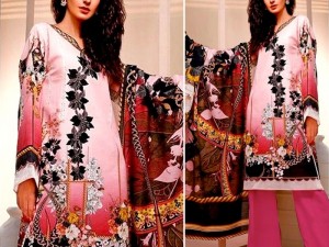 Neck Embroidered Lawn Dress with Chiffon Dupatta Price in Pakistan