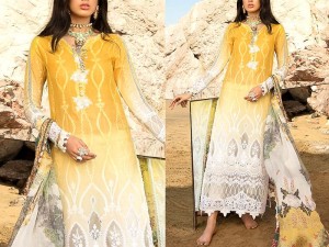 Luxury Schiffli Embroidered Lawn Dress with Printed Chiffon Dupatta Price in Pakistan