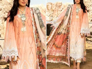 Luxury Schiffli Embroidered Lawn Suit with Printed Chiffon Dupatta Price in Pakistan