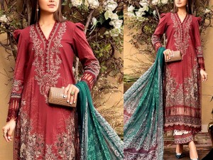 Elegant Embroidered Lawn Dress 2022 with Chiffon Dupatta Price in Pakistan